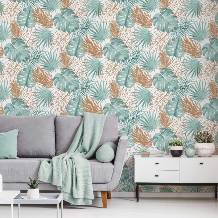 DUTCH WALLCOVERINGS Behang monstera bladeren groen