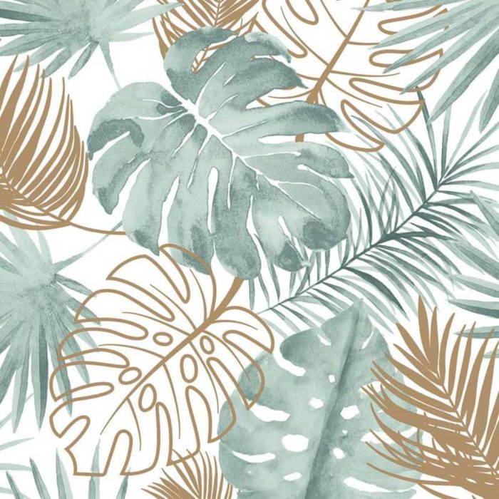 DUTCH WALLCOVERINGS Behang monstera bladeren groen