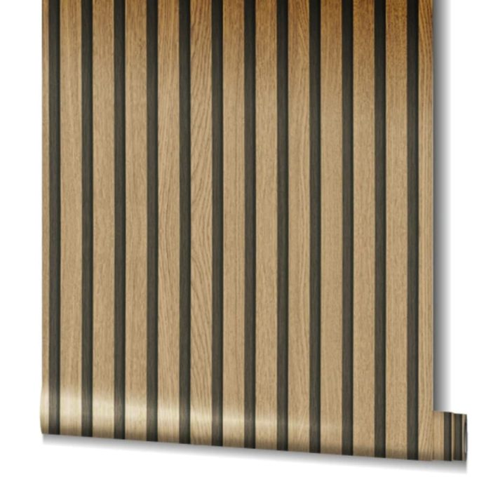 Noordwand Behang Botanica Wooden Slats bruin en eikenkleurig