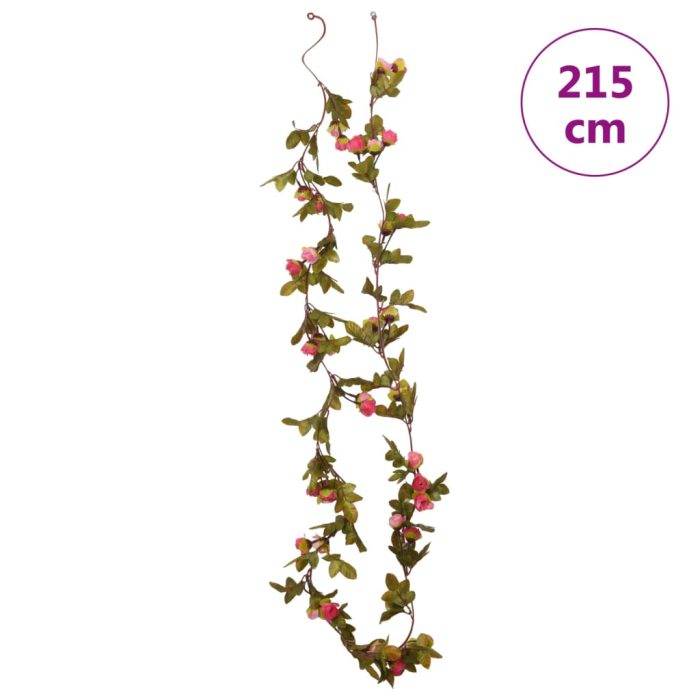 TrendyXL Kerstslingers met bloemen 6 st 215 cm rozenroze