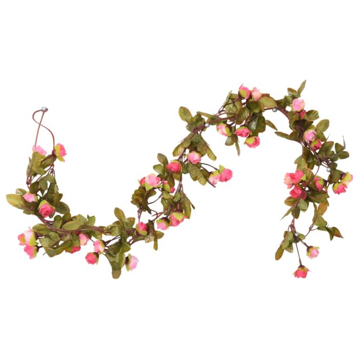 TrendyXL Kerstslingers met bloemen 6 st 215 cm rozenroze