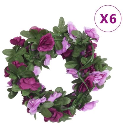 TrendyXL Kerstslingers met bloemen 6 st 250 cm lente lichtpaars