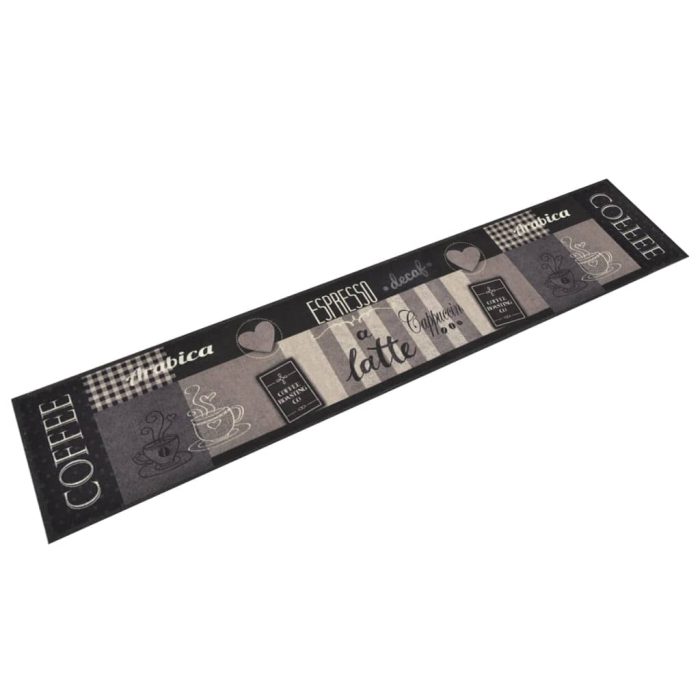 TrendyXL Keukenmat wasbaar koffieprint 60x300 cm fluweel zwart