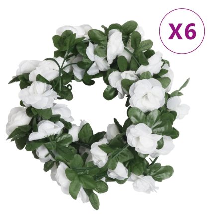 TrendyXL Kerstslingers met bloemen 6 st 250 cm lente wit