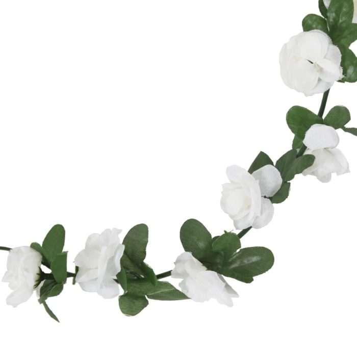 TrendyXL Kerstslingers met bloemen 6 st 250 cm lente wit