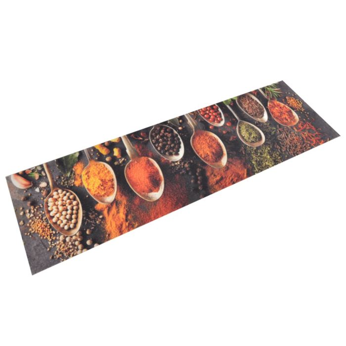 TrendyXL Keukenmat wasbaar lepel- en kruidenprint 45x150 cm fluweel