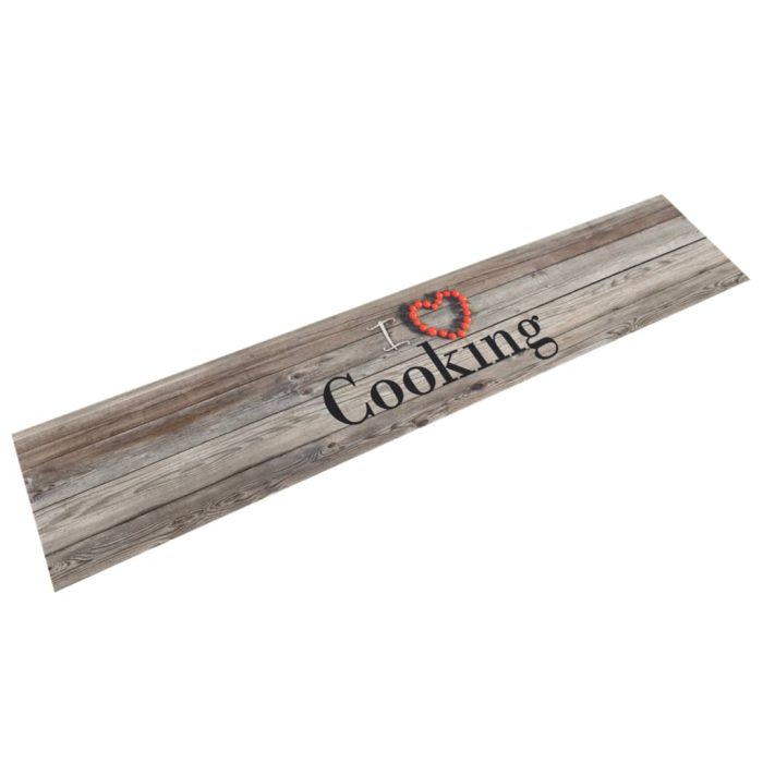 TrendyXL Keukenmat wasbaar cooking-print 60x300 cm fluweel grijs