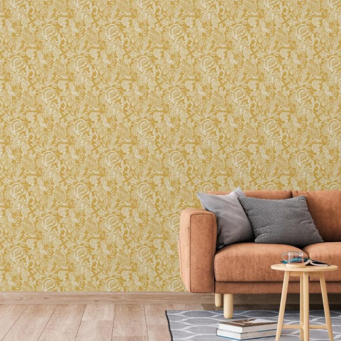 DUTCH WALLCOVERINGS Behang Mae oker en beige