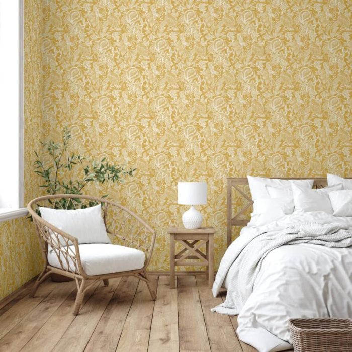 DUTCH WALLCOVERINGS Behang Mae oker en beige