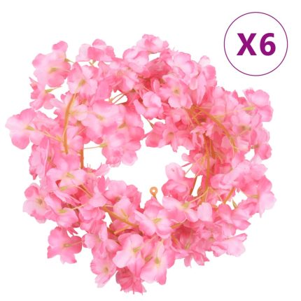 TrendyXL Kerstslingers met bloemen 6 st 180 cm donkerroze