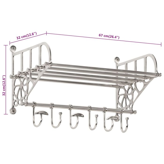 TrendyXL Bagagerek met kleerhangers wandmontage aluminium