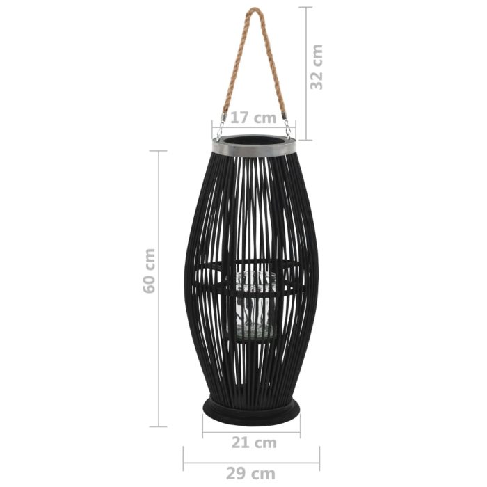 TrendyXL Lantaarnhouder hangend 60 cm bamboe zwart