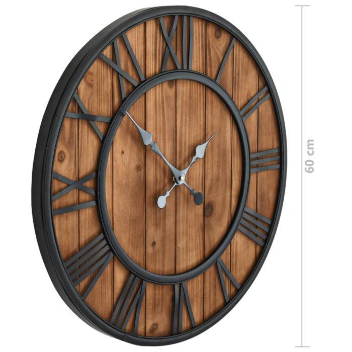 TrendyXL Wandklok vintage-stijl quartz-mechanisme XXL 60 cm hout metaal