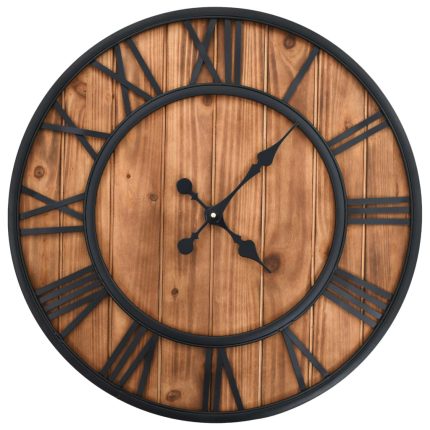 TrendyXL Wandklok vintage-stijl quartz-mechanisme XXL 60 cm hout metaal