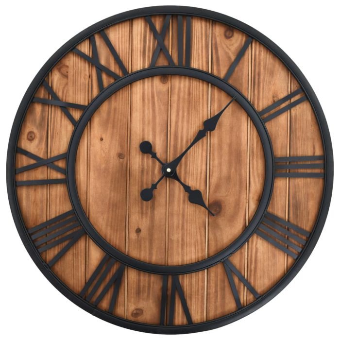 TrendyXL Wandklok vintage-stijl quartz-mechanisme XXL 60 cm hout metaal