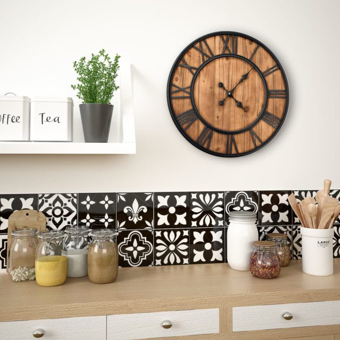 TrendyXL Wandklok vintage-stijl quartz-mechanisme XXL 60 cm hout metaal