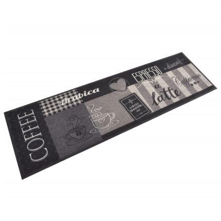 TrendyXL Keukenmat wasbaar koffieprint 45x150 cm fluweel zwart