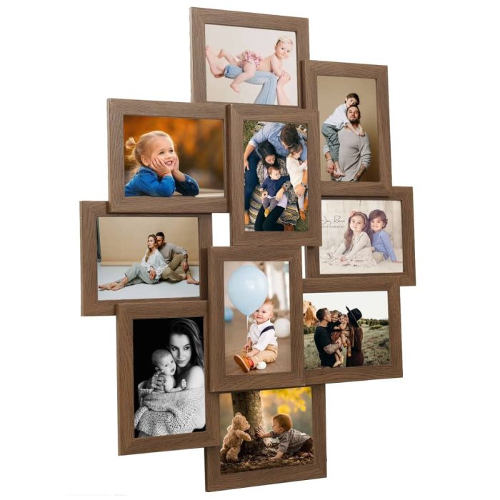 TrendyXL Fotolijst voor 10x(13x18 cm) foto MDF lichtbruin