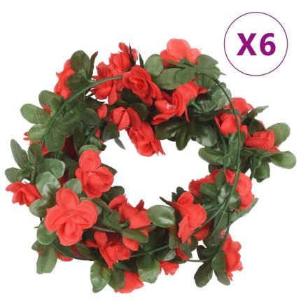 TrendyXL Kerstslingers met bloemen 6 st 250 cm lente rood