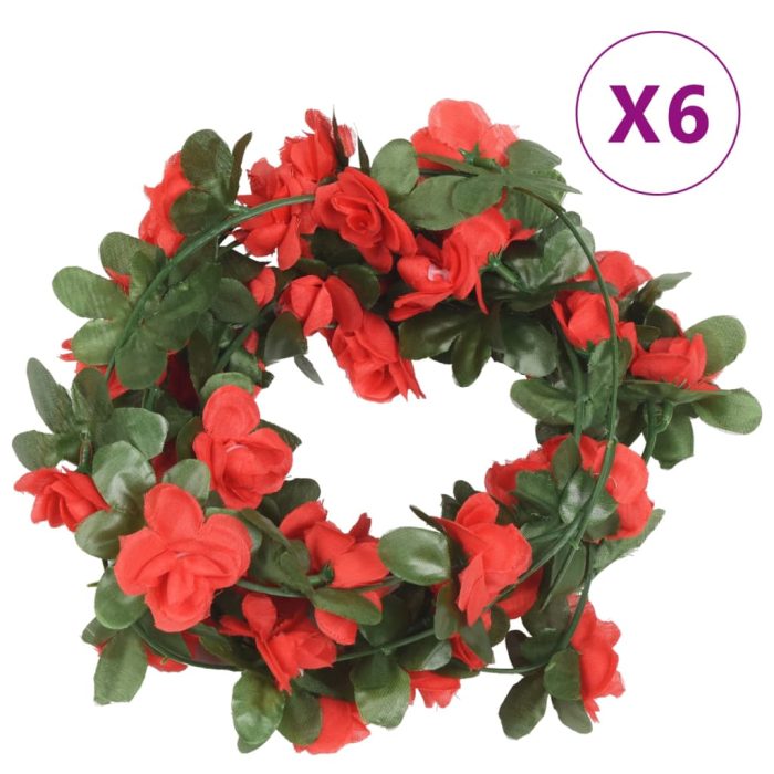 TrendyXL Kerstslingers met bloemen 6 st 250 cm lente rood