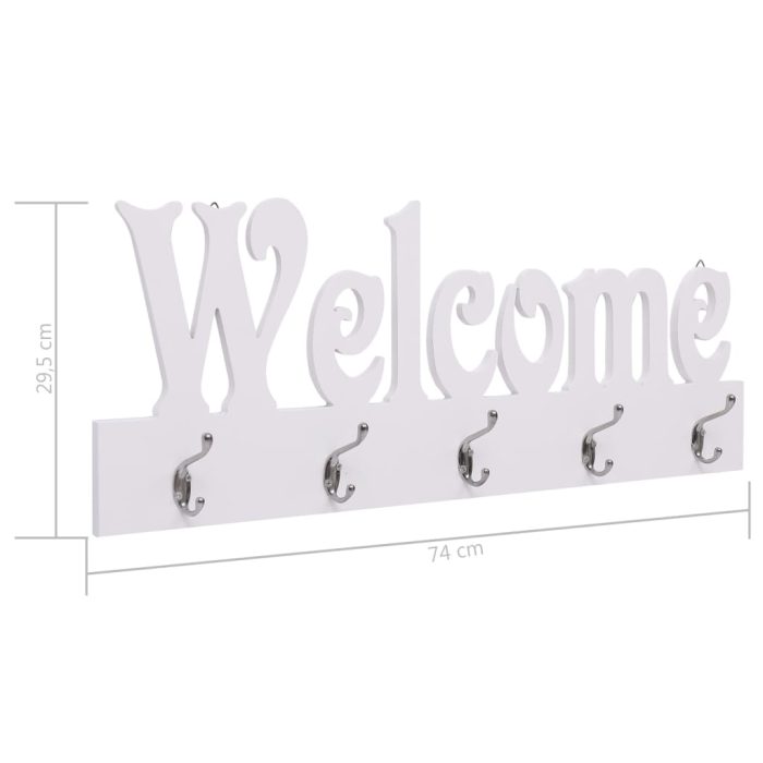 TrendyXL Wandkapstok WELCOME 74x29,5 cm wit