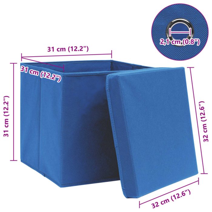 TrendyXL Opbergboxen met deksel 10 st 32x32x32 cm stof blauw