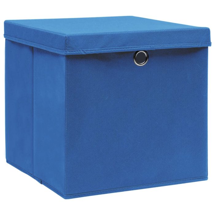 TrendyXL Opbergboxen met deksel 10 st 32x32x32 cm stof blauw