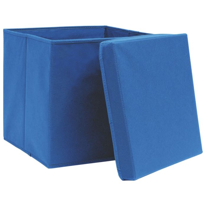 TrendyXL Opbergboxen met deksel 10 st 32x32x32 cm stof blauw