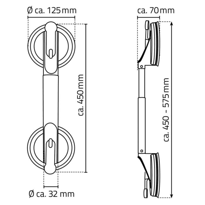 RIDDER Handgreep met zuignappen telescopisch 100 kg 12,5 cm A0150301