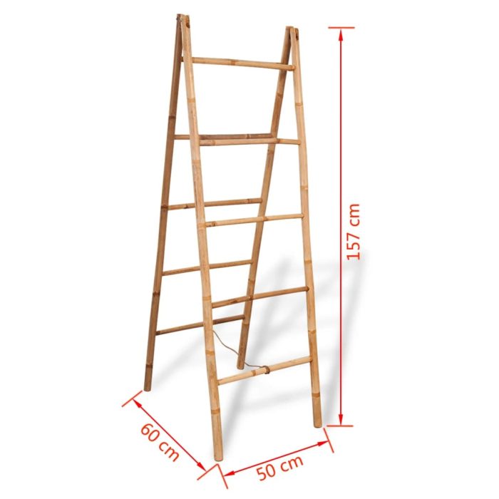 TrendyXL Dubbele handdoekenladder met 5 tredes 50x160 cm bamboe