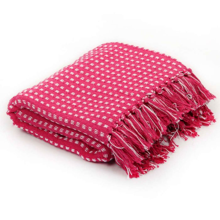 TrendyXL Plaid vierkanten 220x250 cm katoen roze