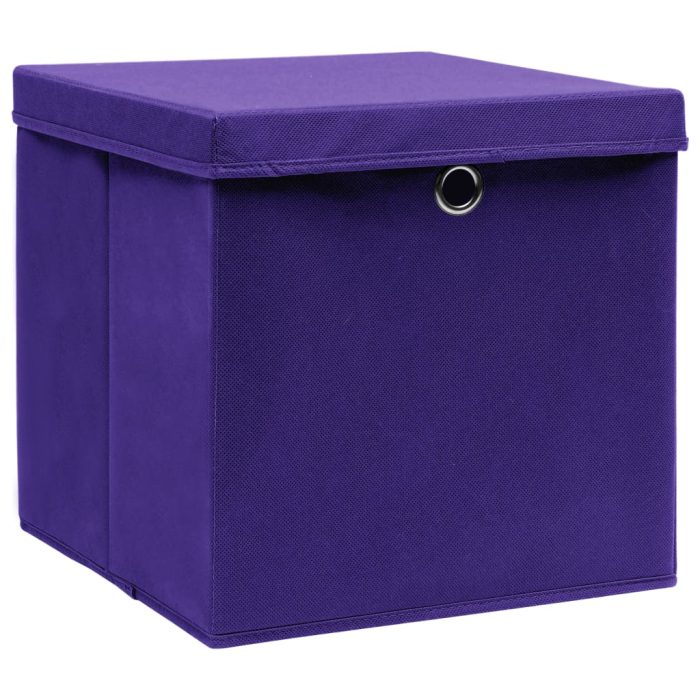 TrendyXL Opbergboxen met deksel 10 st 32x32x32 cm stof paars