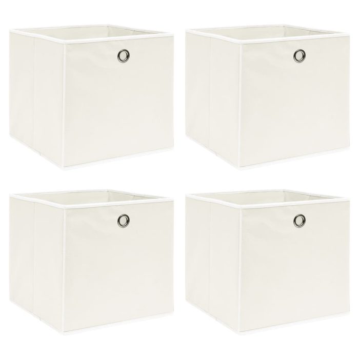 TrendyXL Opbergboxen 4 st 32x32x32 cm stof wit