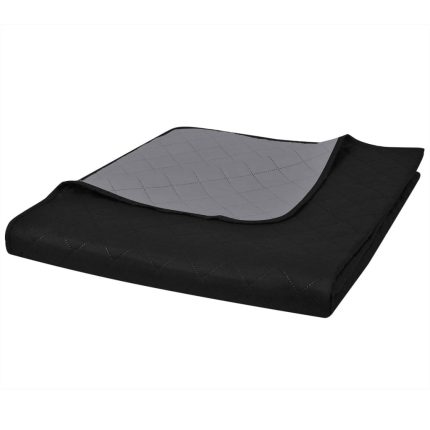 TrendyXL Bedsprei gewatteerd dubbelzijdig 220x240 cm zwart/grijs