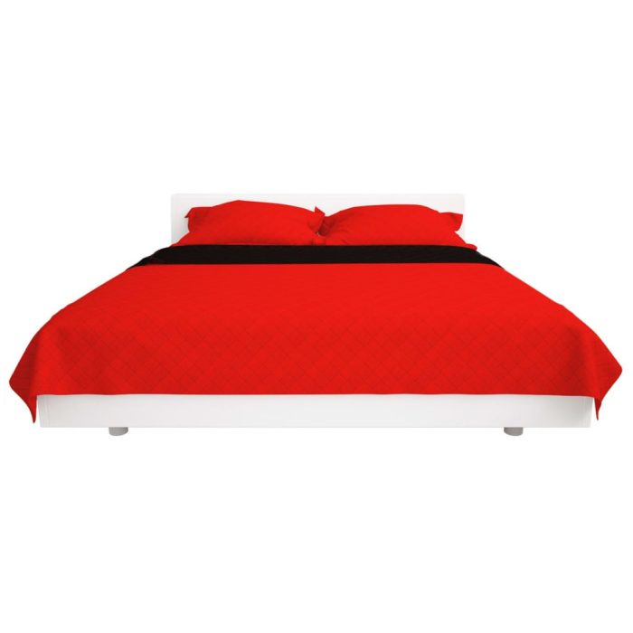 TrendyXL Dubbelzijdige quilt bedsprei rood en zwart 220x240 cm