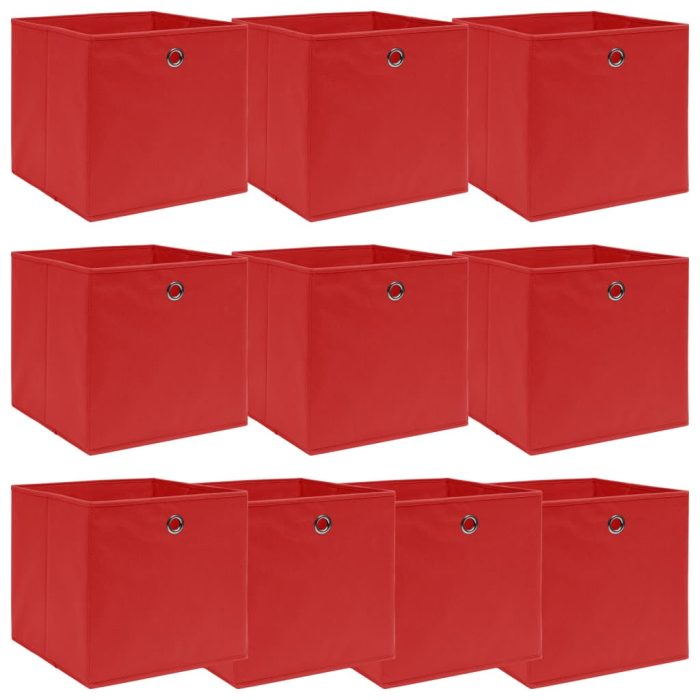 TrendyXL Opbergboxen 10 st 32x32x32 cm stof rood