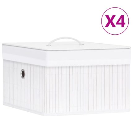 TrendyXL Opbergboxen 4 st bamboe wit