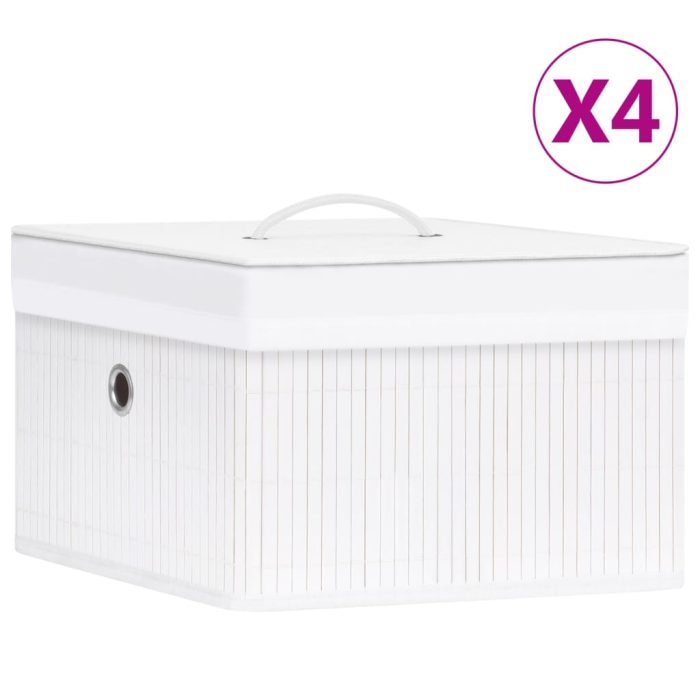 TrendyXL Opbergboxen 4 st bamboe wit