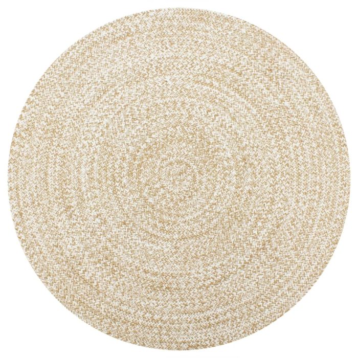 TrendyXL Vloerkleed handgemaakt 90 cm jute wit en naturel