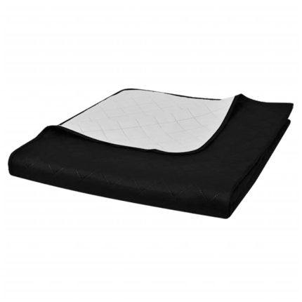 TrendyXL Bedsprei gewatteerd dubbelzijdig 170x210 cm zwart/wit