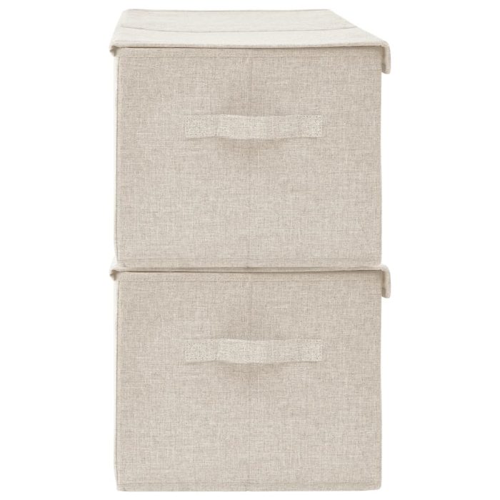 TrendyXL Opbergboxen 2 st 50x30x25 cm stof crèmekleurig