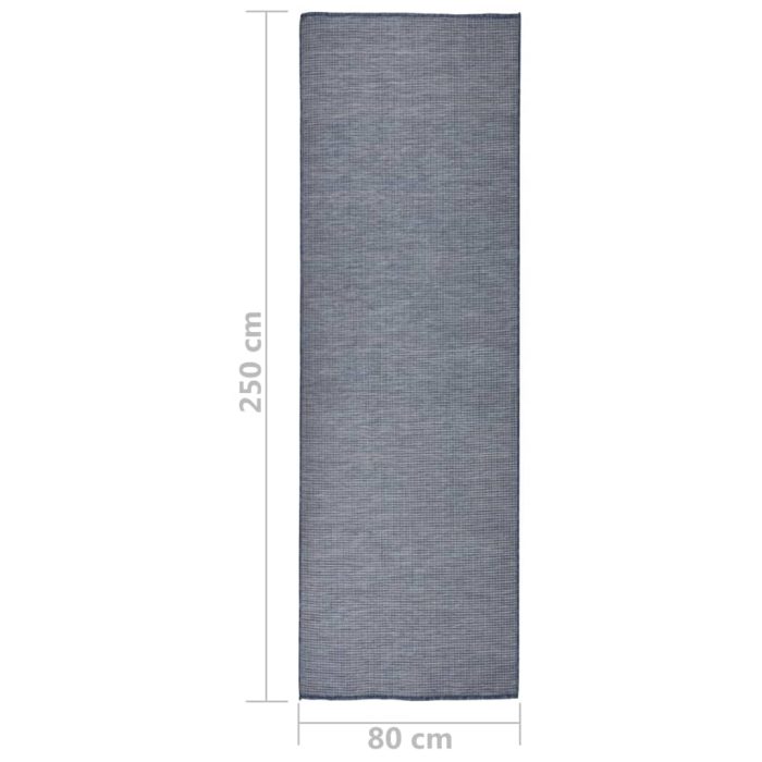 TrendyXL Buitenkleed platgeweven 80x250 cm blauw