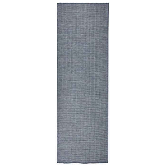 TrendyXL Buitenkleed platgeweven 80x250 cm blauw