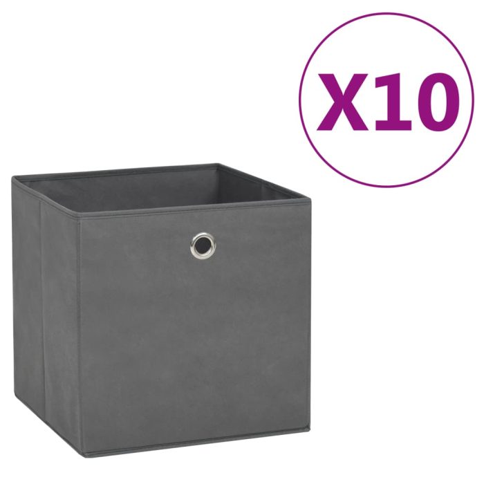 TrendyXL Opbergboxen 10 st 28x28x28 cm nonwoven stof grijs