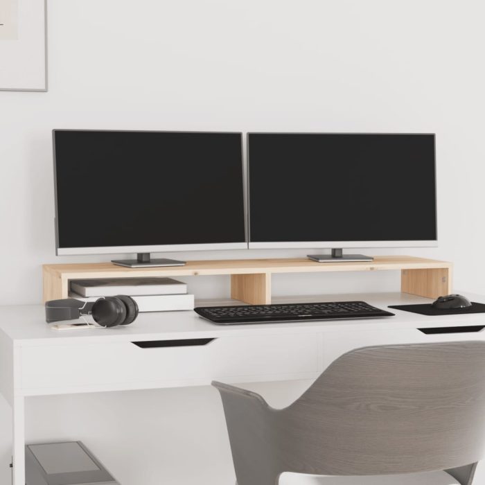 TrendyXL Monitorstandaard 100x27x10 cm massief grenenhout