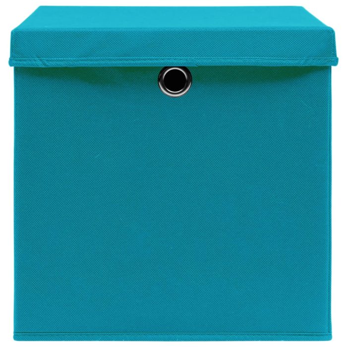 TrendyXL Opbergboxen met deksel 10 st 28x28x28 cm babyblauw