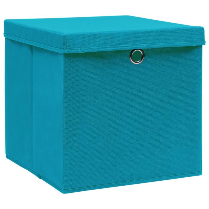 TrendyXL Opbergboxen met deksel 10 st 28x28x28 cm babyblauw