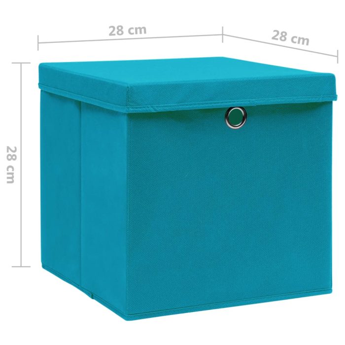 TrendyXL Opbergboxen met deksel 10 st 28x28x28 cm babyblauw