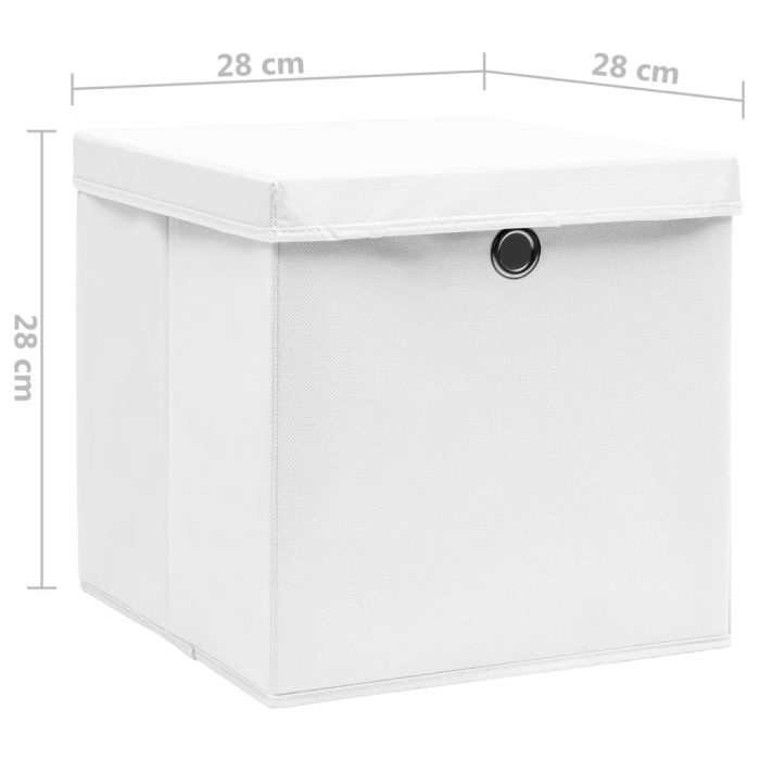 TrendyXL Opbergboxen met deksel 4 st 28x28x28 cm wit