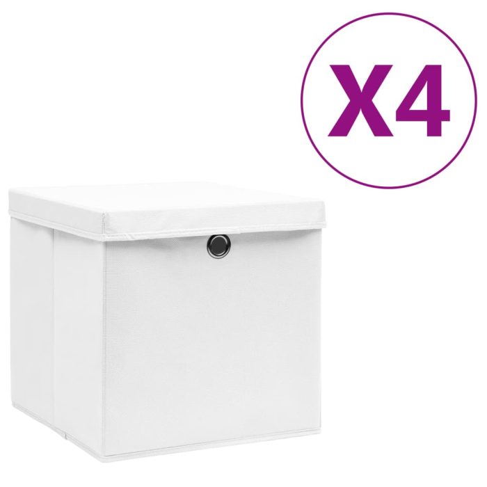 TrendyXL Opbergboxen met deksel 4 st 28x28x28 cm wit